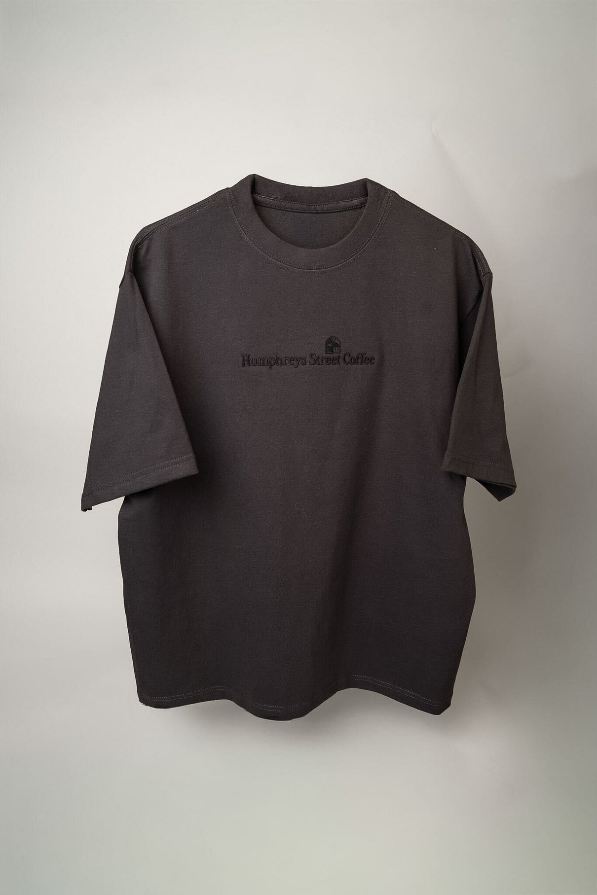 Grey shirt back print - Drink Good Coffee For A Change