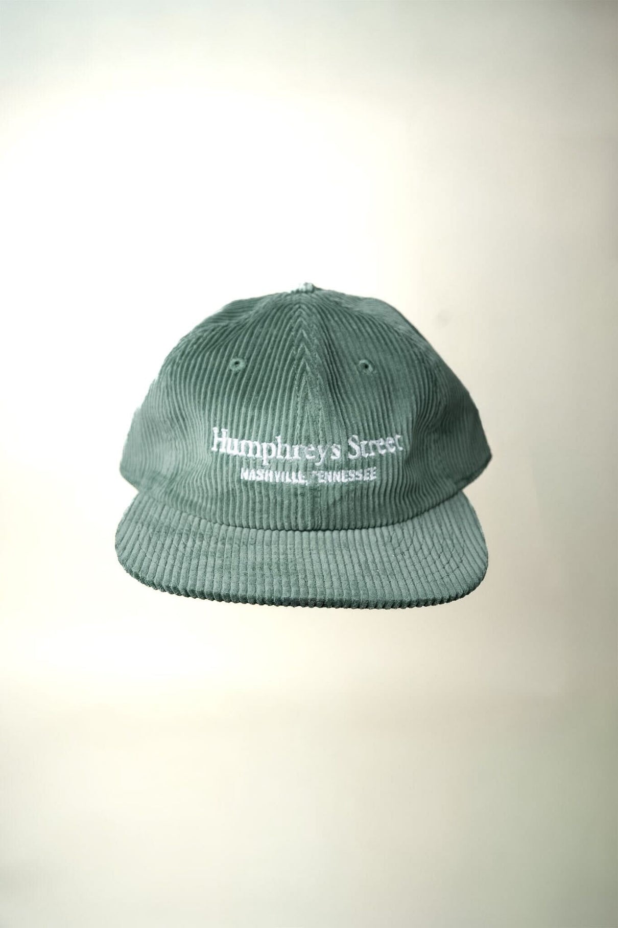 Green embroidered corduroy hat - Humphreys Street